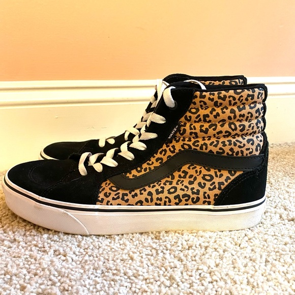 Vans Shoes - Vans high top Leopard print shoes. Women’s size 9 1/2.